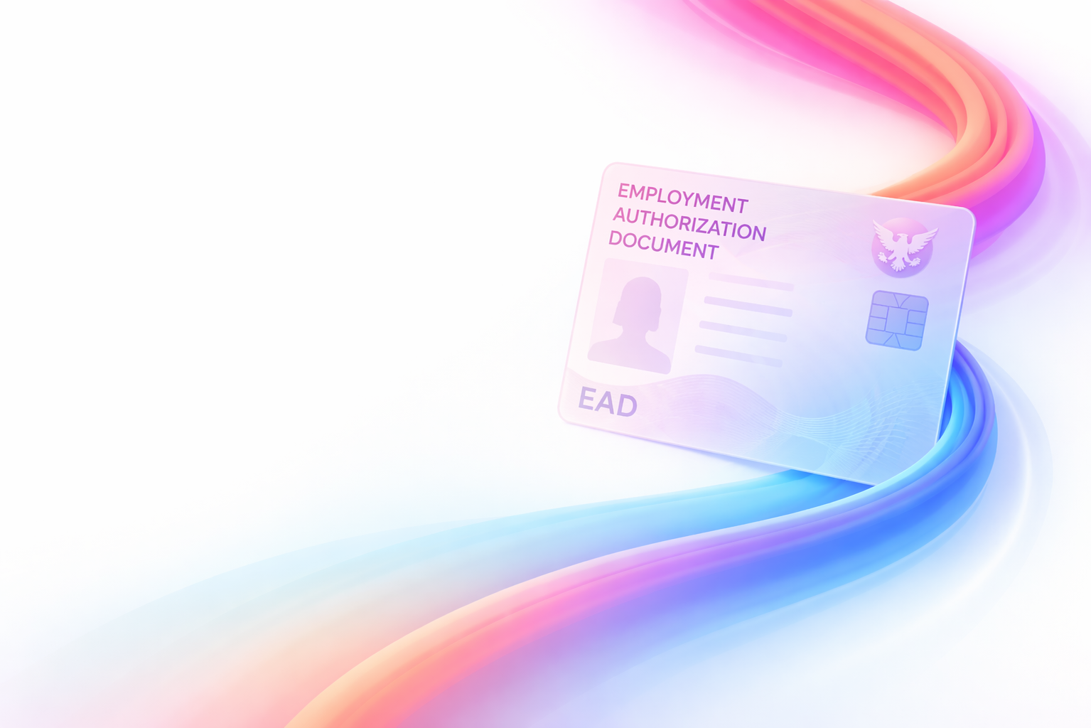 US Employment Authorization Document (EAD) card with aurora ribbons